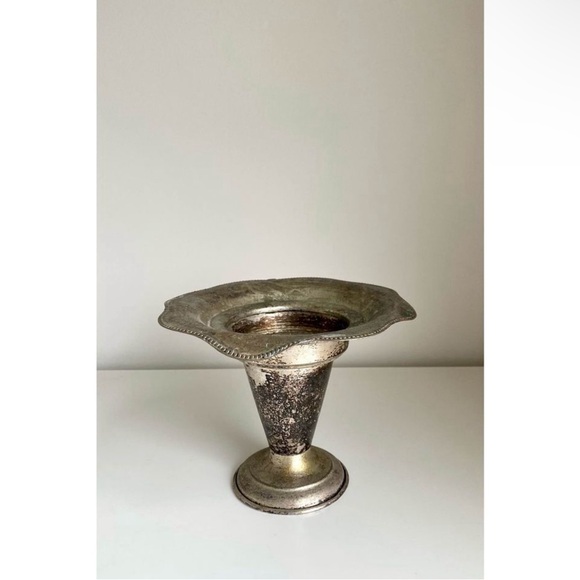 Antique Silver Metal Vessel / Object / Vase / Accent - Picture 4 of 8